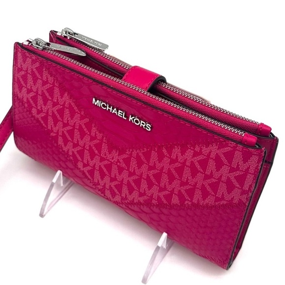 Michael Kors Double Zip Wallet Wristlet Electric Pink Multi (NWT) - Picture 6 of 9